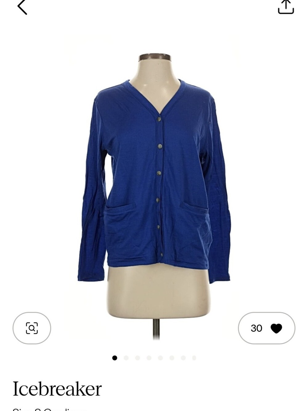 Icebreaker Royal Blue Merino Button Cardigan